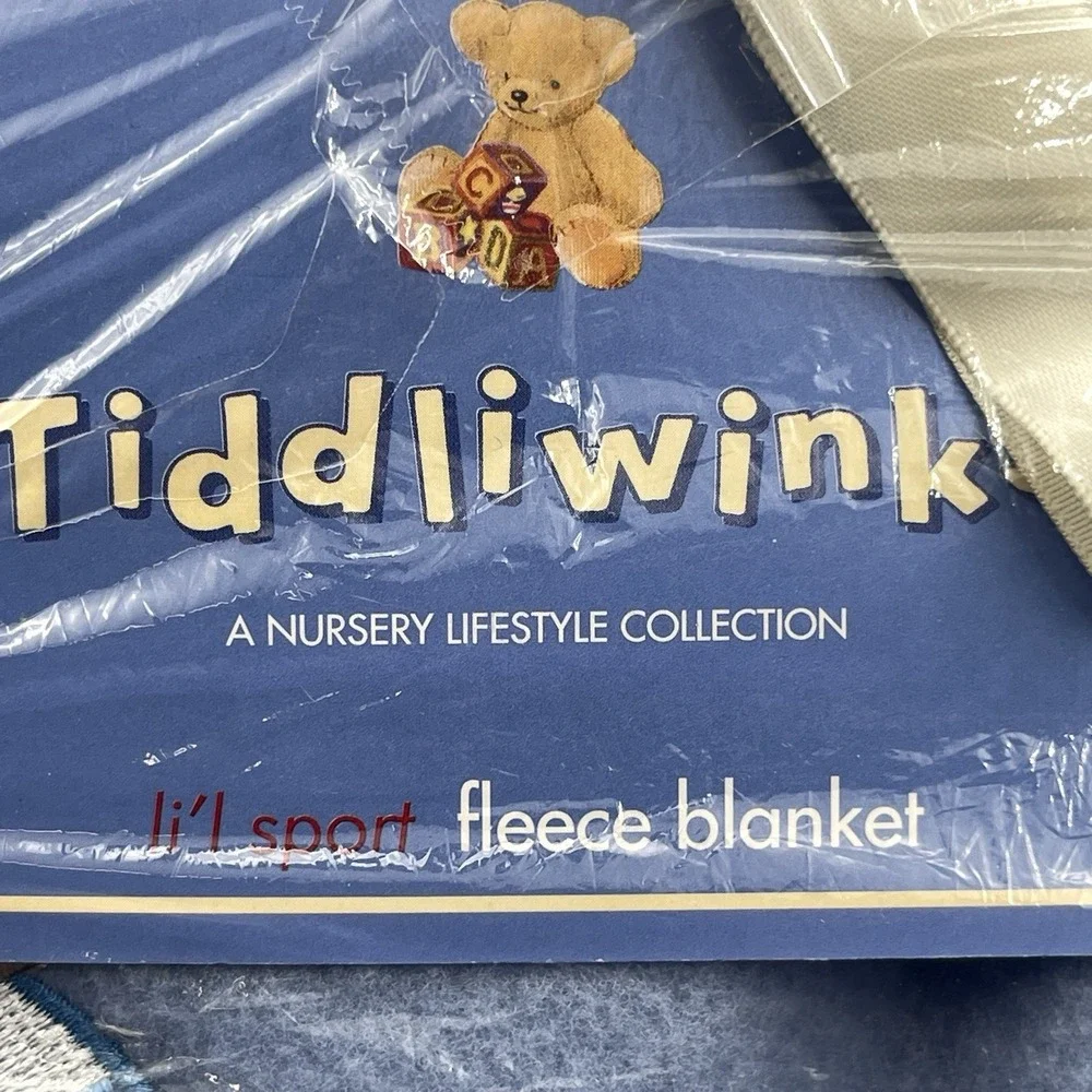 Tiddliwinks Baby Fleece Blanket Blue Teddy Bear Football Sports‎ 30x40 NIP